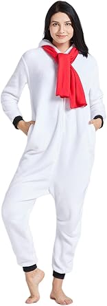 DarkCom Kid-Adult Animal Onesie Snowman Halloween Costume Christmas Pajama | Unisex Boys and Girls Homewear,Parent-Child Sleepwear,Flannel Cosplay Onesie