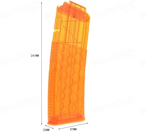 Vista 2 de WORKER 15-Darts Honeycomb Magazine Clip Reemplazo para Nerf Toy Color Naranja Transparente