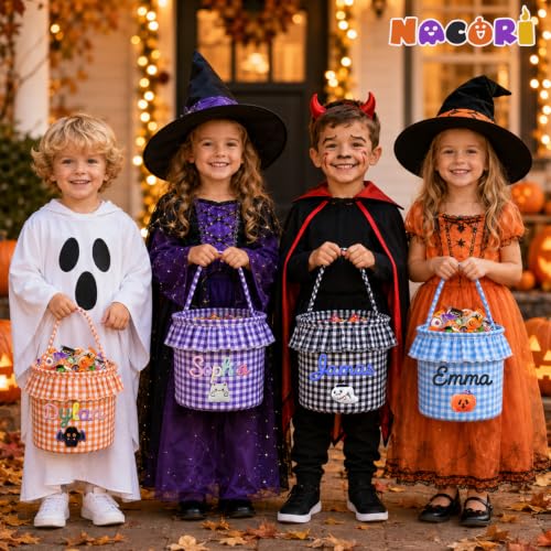 Image of Personalized Halloween Baskets for Kids Personalized Trick or Treat Bag