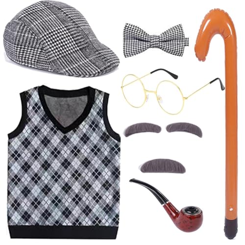 Costume grand-père 100 jours d'école pour cosplay et fête de garçons