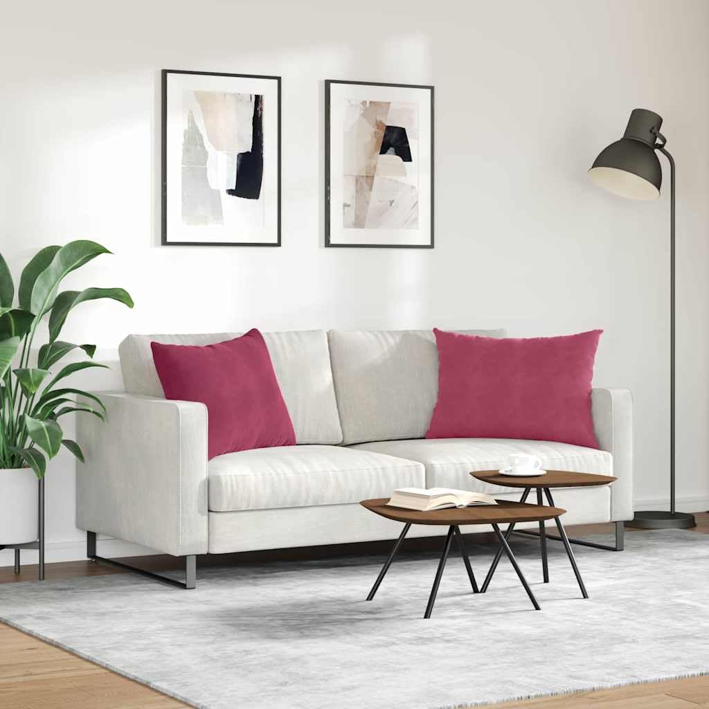 Sofakissen 2er Set 70 x 50 cm, Dekokissen aus Cordstoff in Weinrot, Weiche Kissen mit Polyesterfüllung & Reißverschluss, Moderne Wohndeko für Wohnzimmer Schlafzimmer