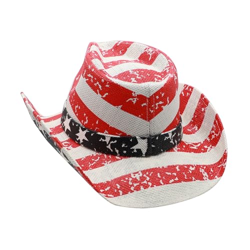 Image of Mens Straw Cowboy Hat Unisex Western Beach Sun Hat for Men Women Wide Brim Fedora Hat Cowgirl Hats Summer Panama Hat