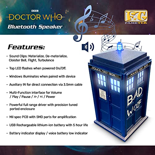Image of Massive Audio Doctor Who Bad Wolf TARDIS Wireless Bluetooth Speaker with LEDa€s and Sound Effects