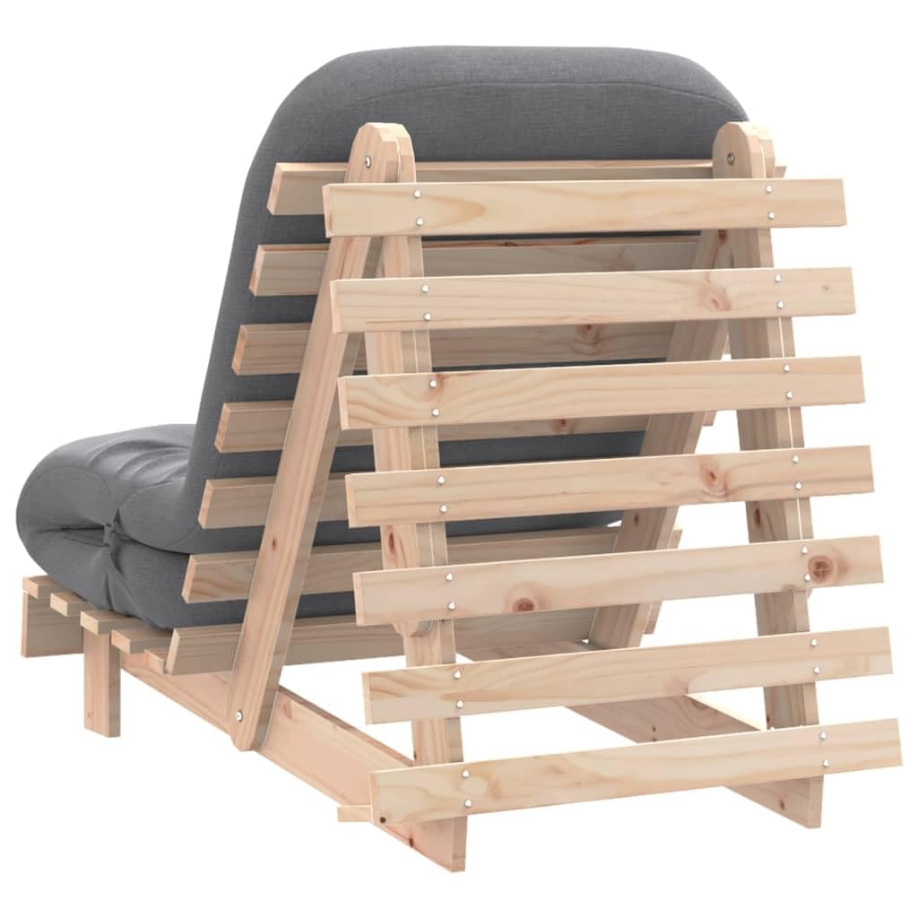 VidaXL Canapé-lit Futon Avec Matelas 70x206x11 cm en Bois Massif de Pin - Style Japonais