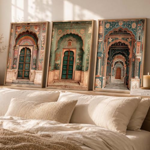 Image of kotart Traditional Indian Wall Art Painting for Living Room | Paintings Frame For Home Decoration | Framed Wall Painting for Home Room Bedroom Office Wall Decor Set of 3 (19X25 inch)