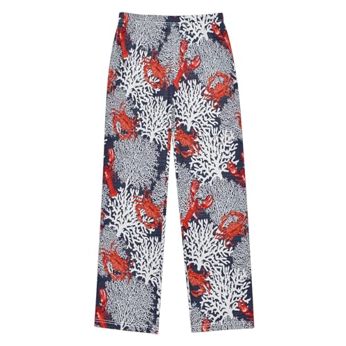 ZZXXB Shrimp Crab Seaweed Boys Long Pants Soft Trousers Elastic Waist Kids Lounge Bottoms with Pockets S-XL