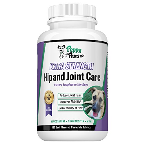 Peppy-Paws Glucosamine Chondroitin For Dogs With Msm - All Natural Joint Supplement For Dogs - Improves Mobility - Hip Dysplasia - Dog Joint Pain - Reduces Inflammation-120 Beef Flavored Tablets #TOP7