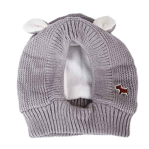 Balacoo Christmas Pet Hat Cosplay Winter Rabbit Ears Warm Windproof Headgear Knitted Cap Costume Accessories for Dog Puppy Cat Kitten (Gray)