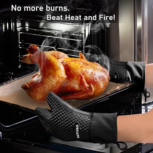 Silicone-Smoker-Oven-Gloves-BBQ-Gloves-Heat-ResistantBeat-Heat-and-FireGrill-Gloves-for-Handling-Hot-MeatWaterproof-Heatproof-Kitchen-Oven-Mittsfor-GrillingCookingBakingBarbecueBlack