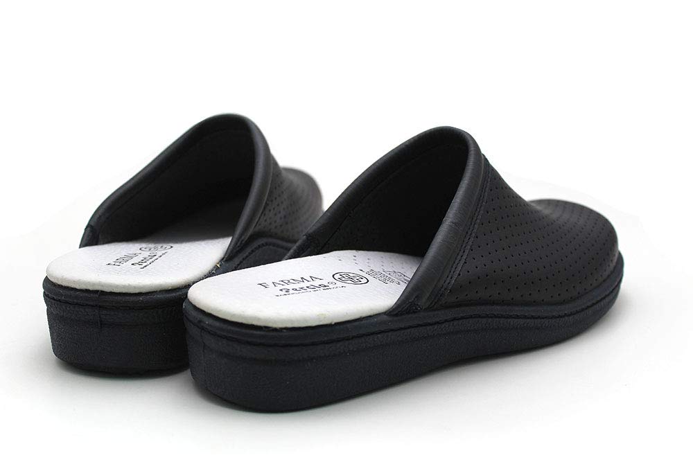 Zueco Sanitario de Piel con Suela de Goma, para: Mujer Color: Azul
