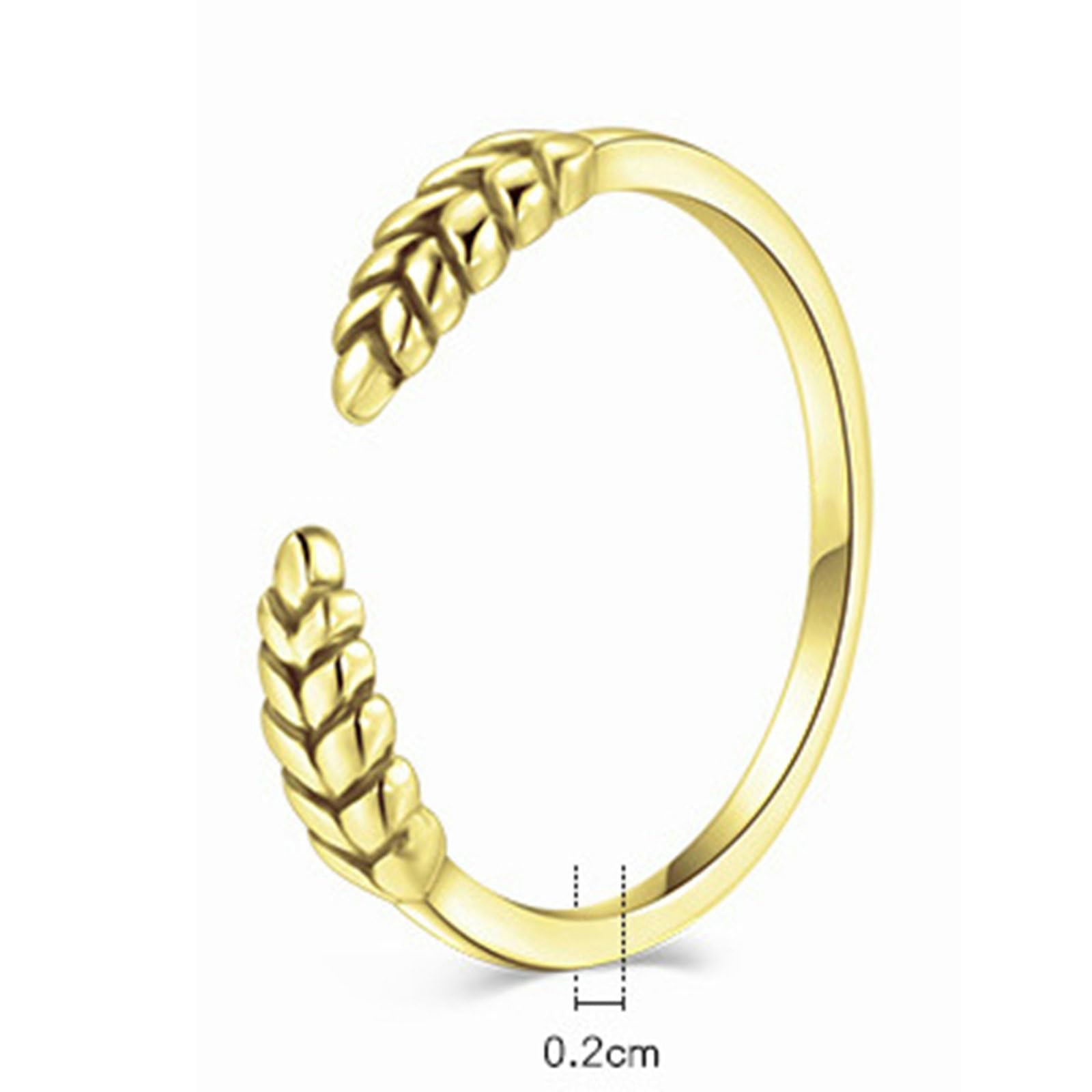 Anillos de boda para mujer, anillo de compromiso de oro amarillo de 18 quilates, diseño sencillo, ajustable, abierto con hoja, alianzas de boda de oro amarillo para mamá, novia, novia