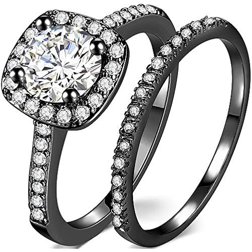JUDE 1.5 Carat Immitation Cubic Zircon Stone Wedding Engagement Eternity Bridal Ring Set