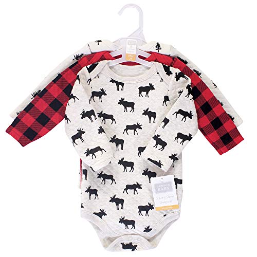 Hudson Baby Unisex Baby Quilted Long Sleeve Cotton Bodysuits, Moose, 3-6 Months #TOP1
