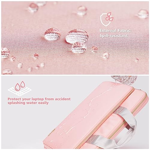 KIZUNA Laptop Sleeve Case 15.6 Inch Computer Bag Carrying Handbag for 16" MacBook Pro M1 M2 Max/16 Lenovo IdeaPad Flex 5i/Thinkbook 16+ /15.6" HP Envy x360 15/Dell XPS 15/LG Gram 15,Pink - Image 3
