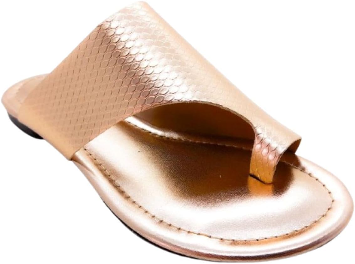 Sandalia Rasteirinha Feminina De Dedo Conforto Metalizada Rose Gold (Forma Pequena)