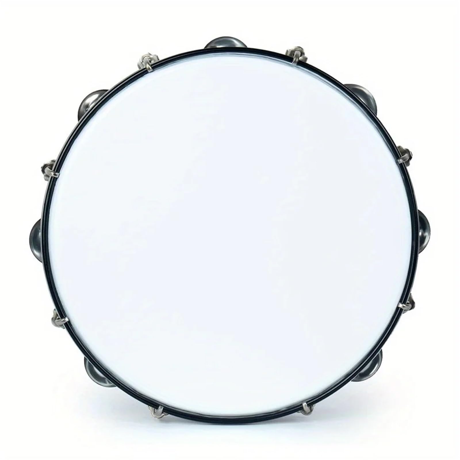 Pandereta de 10 pulgadas con doble hilera de campanas de acero inoxidable y herramienta de afinación de ajuste. Badajo de mano for tambor.(Dark)