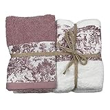 Juego de toallas de baño con borde estampado 2 + 2 100 % suave rizo de...
