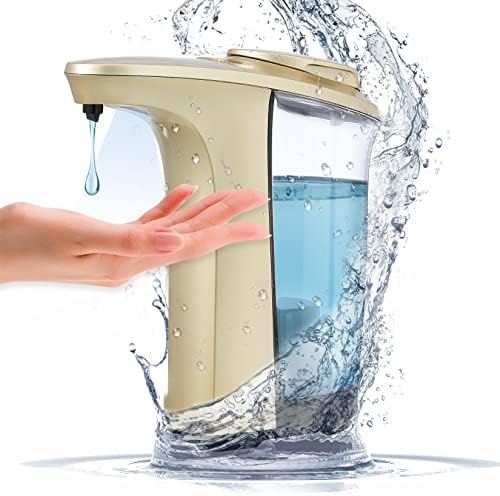 Automatic Touchless Soap Dispenser Sensor - Electric Liquid Soap Dispenser Hand Free, 5 Level Adjustable Soap Dispenser, Dish Soap Dispenser for Kitchen Countertop, 16.2oz/480ml(Gold)
