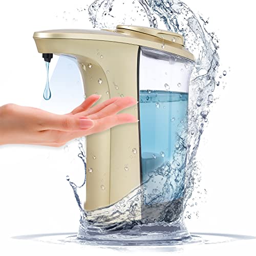 Automatic Touchless Soap Dispenser Sensor - Electric Liquid Soap Dispenser Hand Free, 5 Level Adjustable Soap Dispenser, Dish Soap Dispenser for Kitchen Countertop, 16.2oz/480ml(Gold)