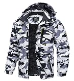 MAGCOMSEN Snowboard Jacket for Men with Hood Winter Coat Ski Snow Jacket Windbreaker Water-Resistant Rain Coats Hiking Jackets Light Grey Camo XL