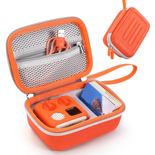 EUGOOCX Travel Case Compatible with Yoto Mini 2024 Edition Hard EVA Storage Bag for Audio & Music Player Player Audiobook Cards and Charging Cable (Orange)