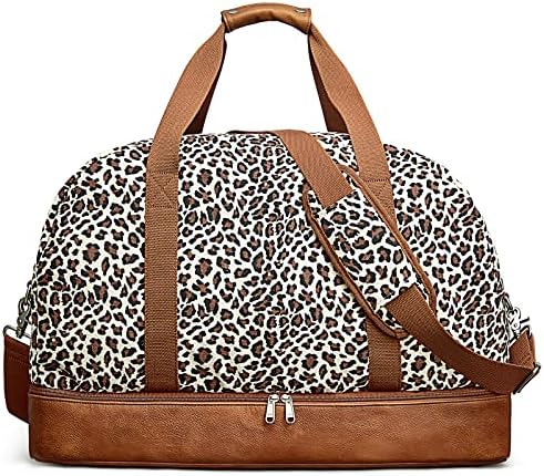 S-ZONE 60L Weekender Bag for Women Men Large Travel Carry on Duffle Weekend Overnight Duffel with Shoes Compartment