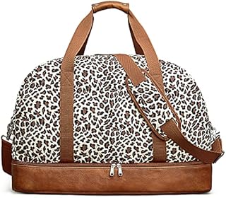 S-ZONE 60L Weekender Bag for Women Men Large Travel Carry on Duffle Weekend Overnight Duffel with Shoes Compartment