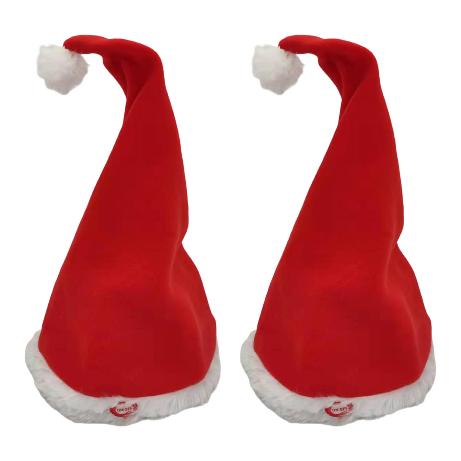 Chapeau de Père Noël chantant électrique et interactif en coton PP (Lot de 2)