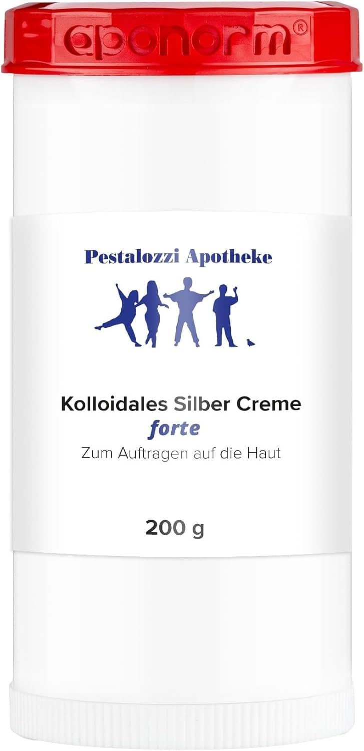 Pestalozzi Apotheke Kolloidales Silber Creme forte aus Apotheken-Herstellung - doppelte Konzentration - hochwertige Qualität - bewährte Rezeptur Silbercreme (200 g)