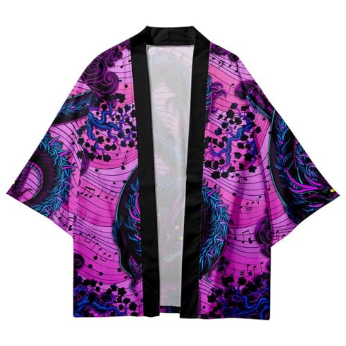 Image of Women's and Men Kimono Cardigan Japanese Long Sleeves Lightweight Open Front Coat Tops