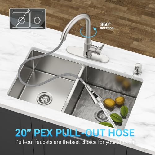 BLYLUND Torneira de cozinha sem toque com pulverizador pull-down, torneira de pia de cozinha torneir