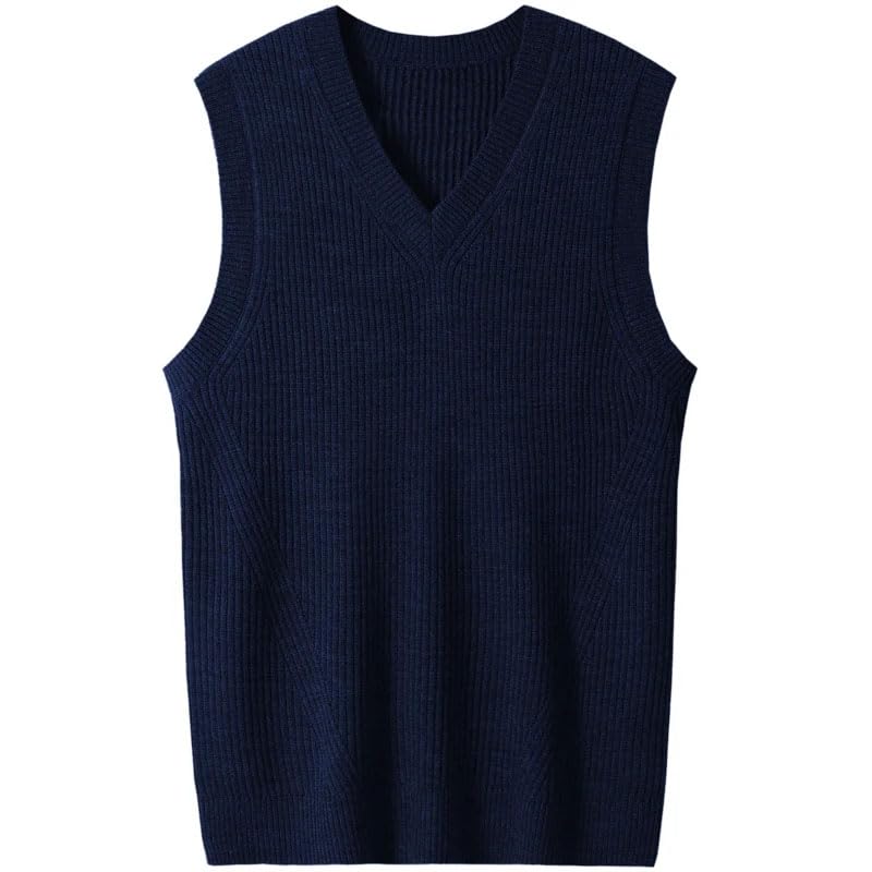 Men's V-Neck Knitted Vest Business Casual Style Thick Sleeveless Sweater Vest4