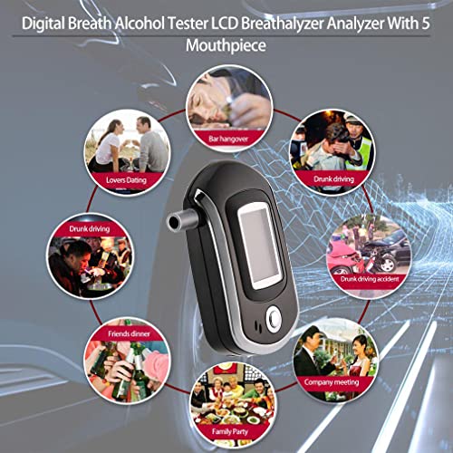 Image of Professional Digital Breath Alcohol Tester AT6000 | Portable High-Accuracy Breathalyzer & Alcohol Detector | Fast BAC Results for Driver, Home, Workplace, Event Safety