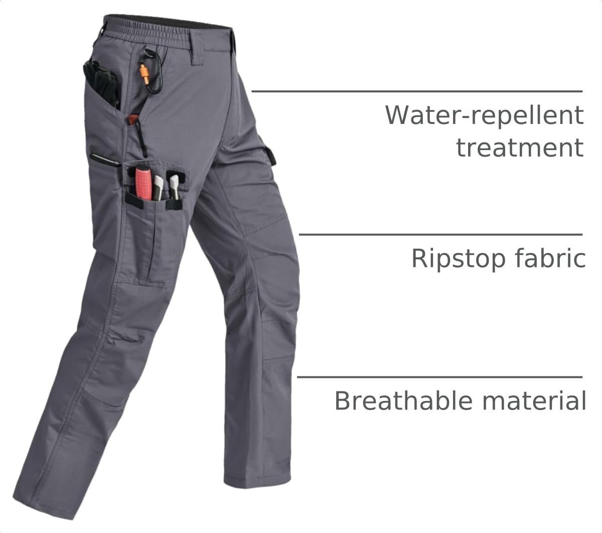Mens Cargo Pants Ripstop Breathable Tactical Hiking Pants with 7 Pockets | Heavy Duty Multi Pockets Relaxed Fit Breathable Hunting Working Carpenter Construction Water Resistant Waterproof Outdoor thumbnail