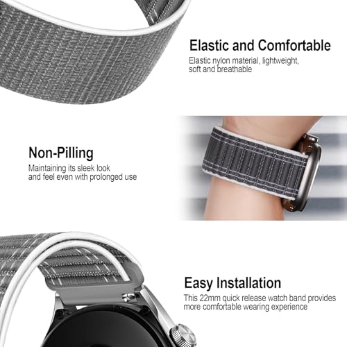 Image of XMUXI Compatible with Huawei Watch 4 Strap Nylon Solo Loop GT4 GT3 Replacement Band for GTR 4 Quick Release Venu 2 /3 /Vivoactive 4 Watch Strap 22mm Nylon Strap Women Men