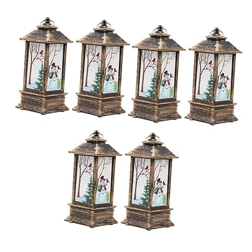 PRETYZOOM 6 Pçs Pequeno Centro De Presente De Neve Eletrônico Tema Mesa Pendurado Festival Lanternas Decoração Luzes LED Mesa Viva Enfeite De Chá Vela Decorativa Para Cima Água