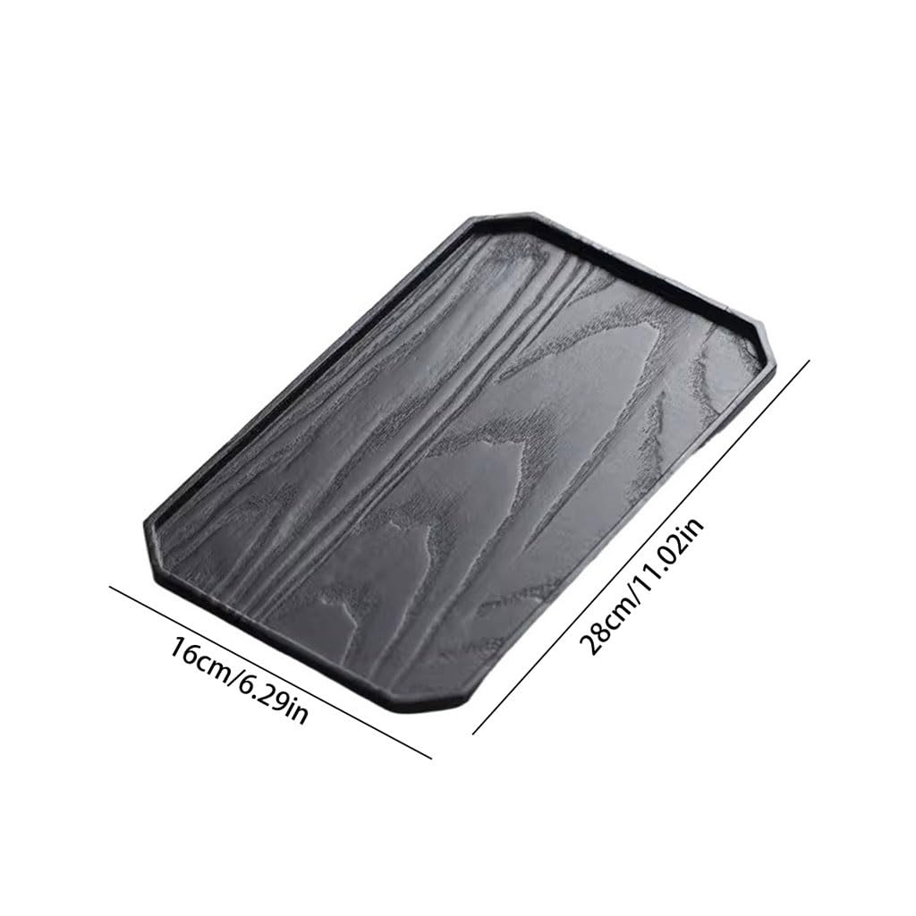 Bandejas Servir Comida Bandeja De Té Madera Maciza Negra Simple For Mesa Seca Doméstica Almacenamiento Mesa Cama