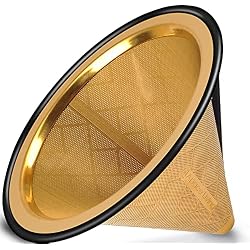 Compatible with Hario V60, Chemex Pour Over Coffee Filter - Wide Metal Base Reusable Stainless Steel Coffee Dripper - Paperless Coffee Filter for Sustainable Brewing