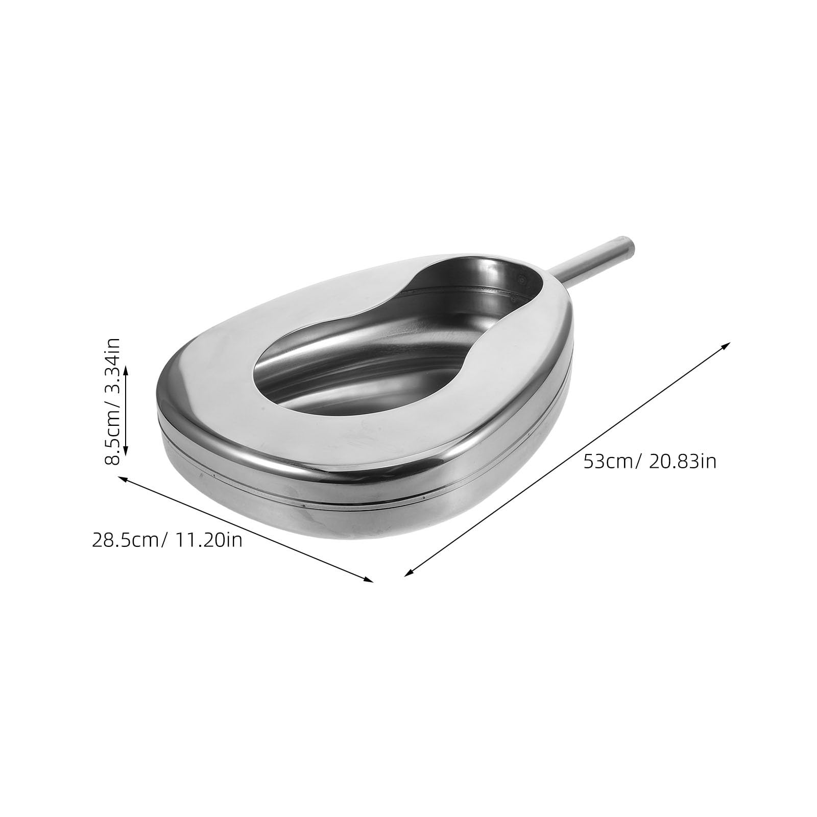 Padella per Letto in Acciaio Inox Argento per Pazienti Allettati | Capacità Ampia, Design Occidentale Moderno, Portatile per Casa e Struttura Sanitaria