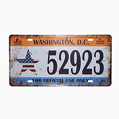 Shinewe Plaque d’immatriculation vintage en métal pour décoration d’intérieur ou de bar; 15 x 30 cm, Métal, Washington.d.c.52923, 15x30cm Cover