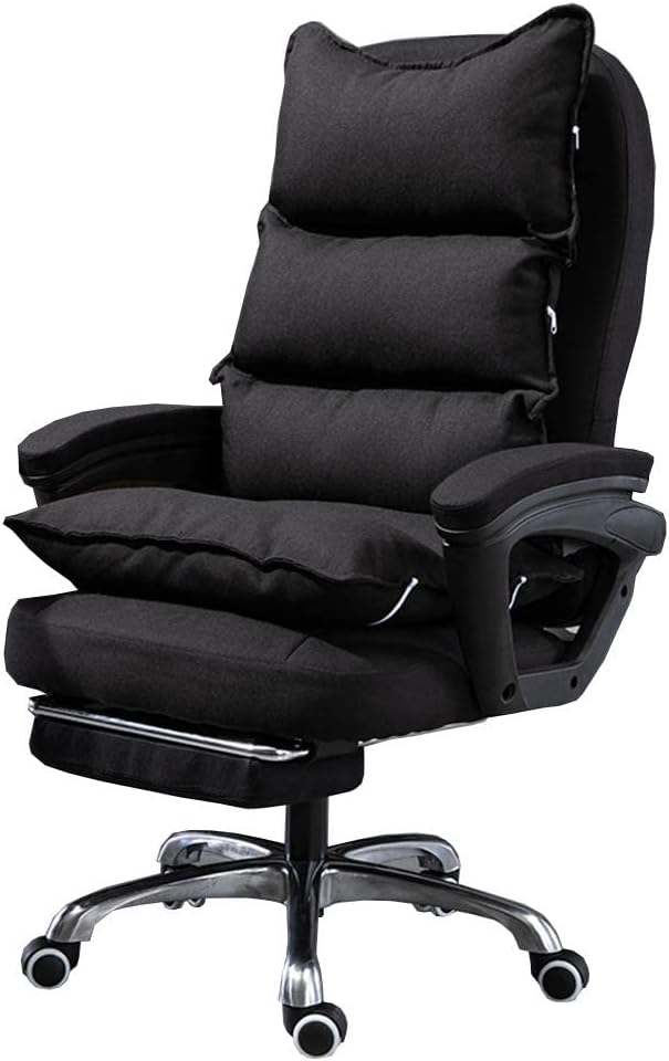 Home Office Chair Executive Office Chair Computer Chair Heightening Design Reclining Lounge Chair with footrest Removable and Washable Cloth Cover Heavy Foot (Color : Gray) (Black)