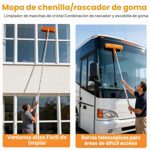 Limpiacristales extensible de 400 cm ideal para ventanas de casa y coche 6