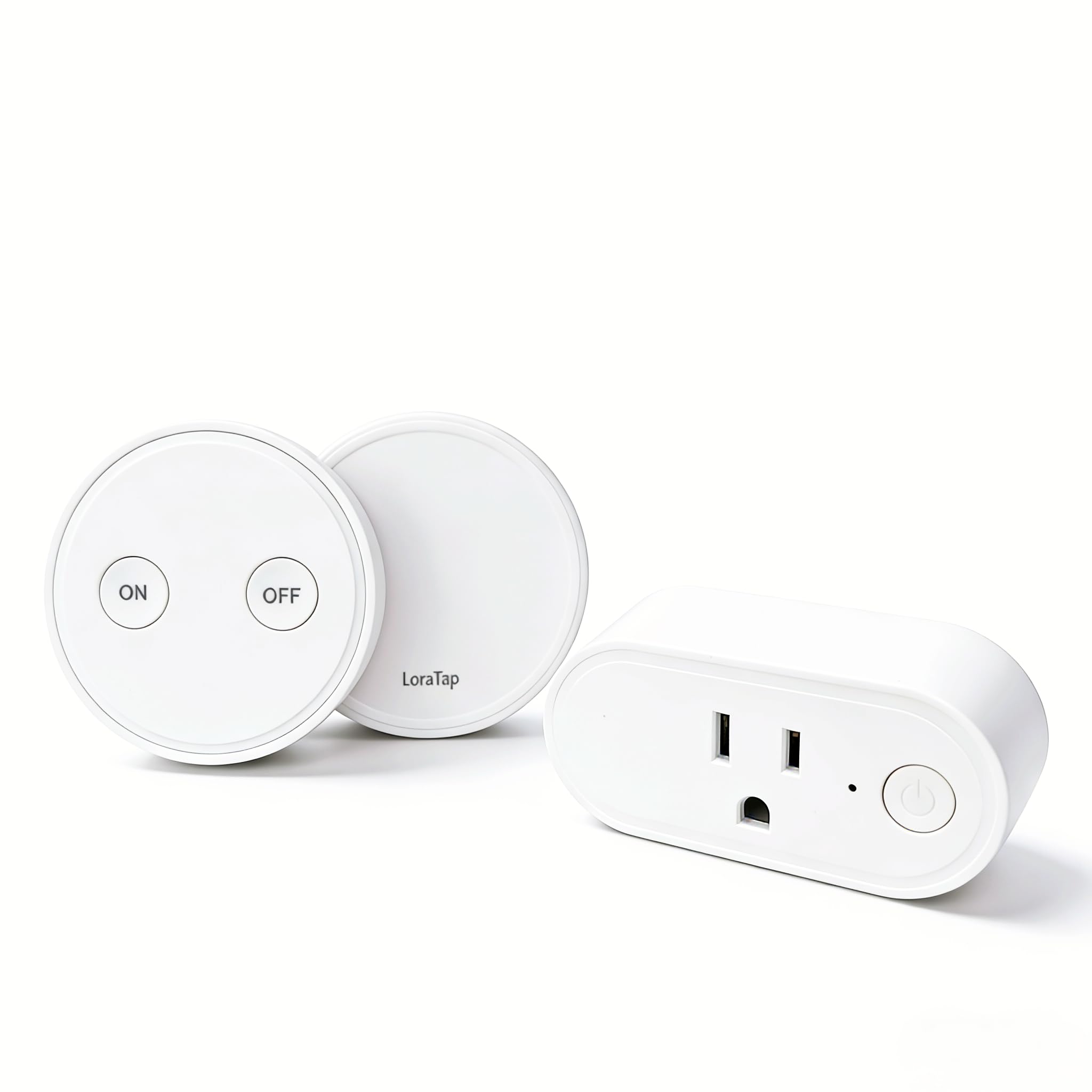 LoraTap Wireless Outlet - Ergonomic Round Remote (Comfort Grip!) + Magnetic Wall Base - Stick & Grab, No Wall Damage - 15A/1875W 100ft Range - Control for Hard-to-Reach Sockets, No More Bending