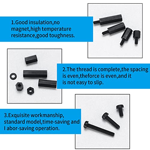 M3 Nylon Standoffs Kit, 260pcs Male Female Nylon Hex Spacer Standoffs and Screws Nuts Kit, PCB Circuit Board Standoffs, Hex Threaded Pillar Spacer Standoffs Screws for RC FPV Drone Quadcopter - Thumbnail 4