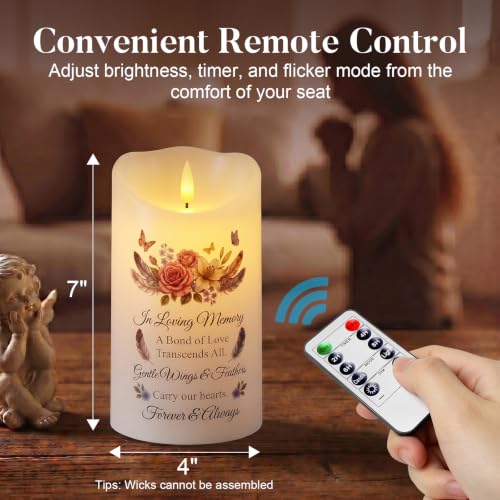 Image of Homemory Memorial Candle Bereavement Sympathy Gifts for Loss of Loved One, Real Wax LED Candle with Remote Memorial Gifts for Loss of Mother Loss of Father in Memory of Loved One Remembrance Gift