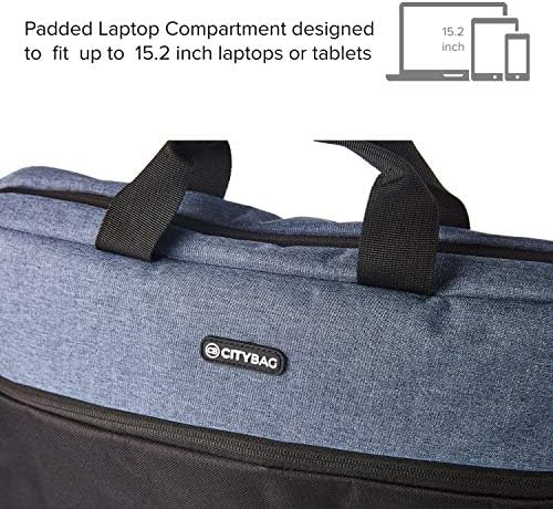 City Bag 15.6 Inch Laptop Bag- Laptop Shoulder Bag, Business Briefcase Laptop Bag - Compact Tablet/Computer Carrying case with Accessory Storage Pockets