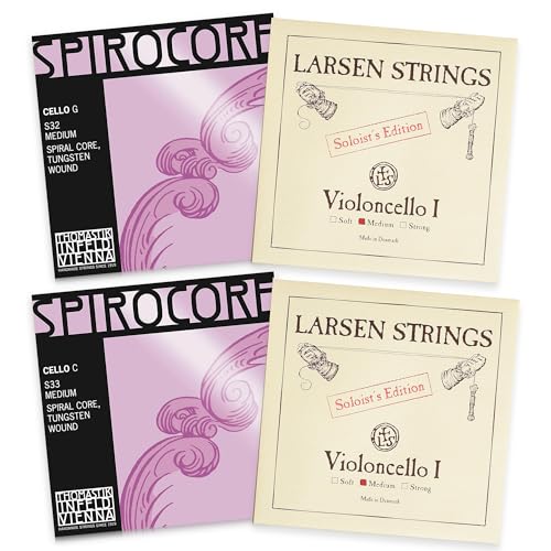 Thomastik-Infeld Spirocore Tungsten and Larsen Cello Set - Cello Strings 4/4 Full Set - Larsen A and...