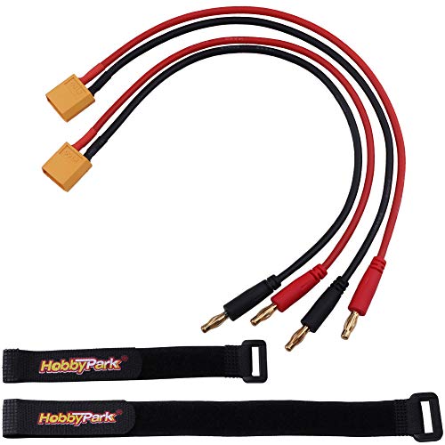 Hobbypark Male XT60 to 4mm Banana Bullet Connectors Plugs RC Battery Charger Charging Cable Wire Adapter Extension Lead, 2PCS