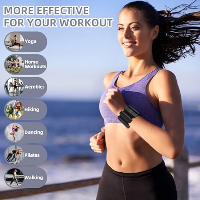 Pilates Wrist & Ankle Weights for Women, Wearable Wrist Weights & Leg Weights Set of 2(1Lb Each) Adjustable Ankle Weights for Walking, Yoga, Dance, Pilates, Pool Exercises and Gym