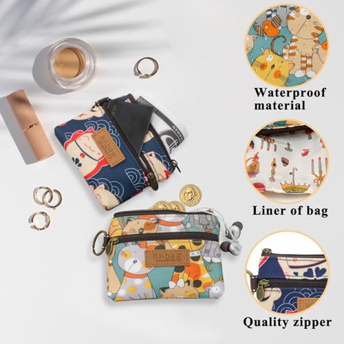 Image of Coin Bag, Waterproof Coin Wallet Small Coin Purse with Zipper and Keyring, Cute Coin Pouch for Women and Girls, Change Purse Mini Storage Bag for Coin, Cards, Keys, Lipsticks (green)
